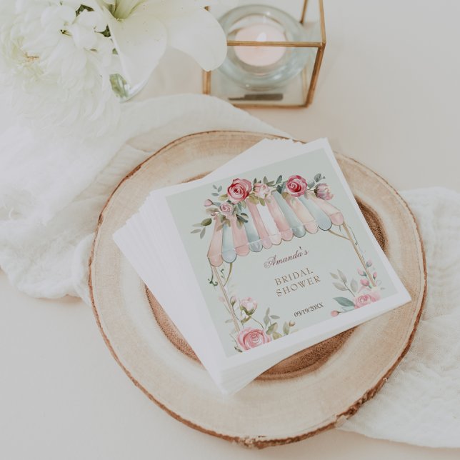 Green Floral French Bridal Shower Napkin (Creator Uploaded)