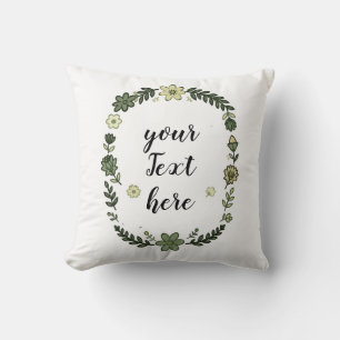 Green Floral Gift Throw Pillow