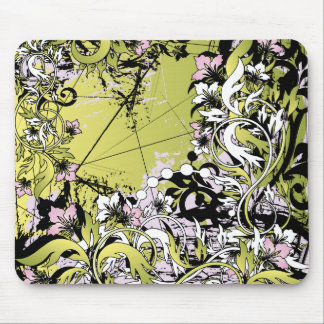 green floral grunge mouse pad