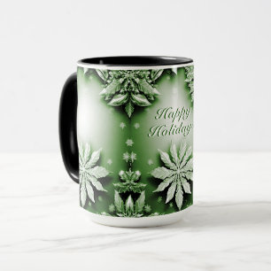 Green Floral Holiday Christmas Mug