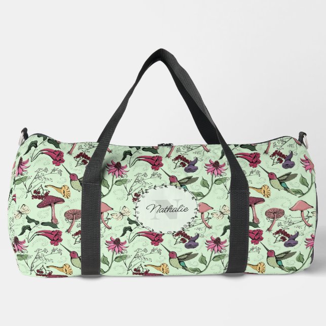 Green Floral Hummingbird Nature Sports Fitness Sac (Recto)