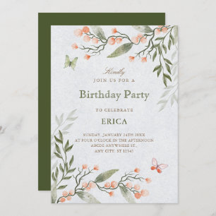 Green floral  invitation