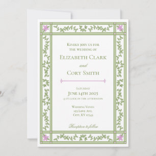Green Floral Jardin botanique Invitation de mariag