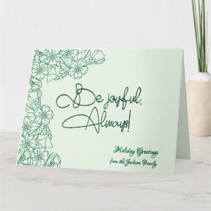 Green Floral Joyful Photo Christmas Card