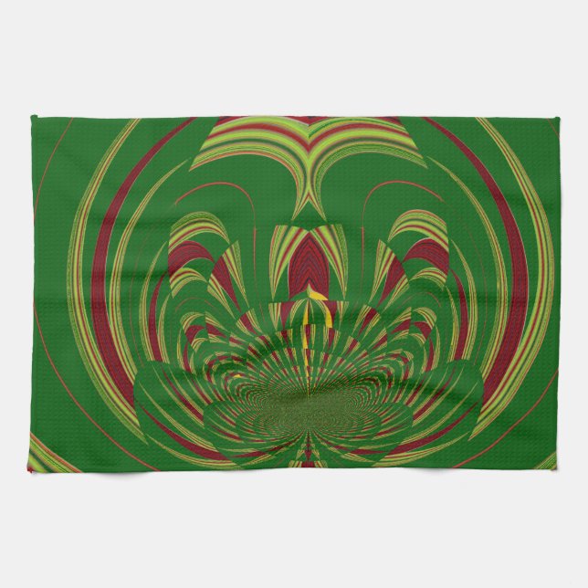 Green Floral Kitchen Towel (Horizontal)