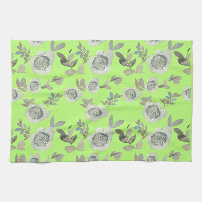 Green Floral Kitchen Towel (Horizontal)