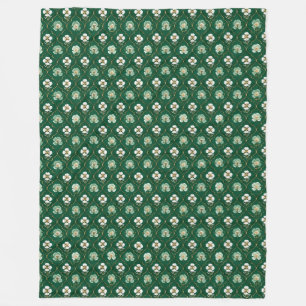 Green Floral Lattice Pattern Fleece Blanket