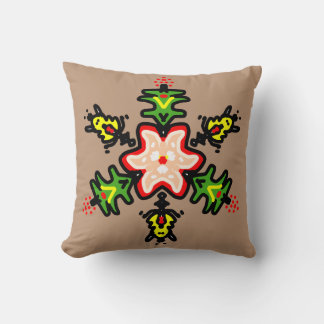 Green Floral Mandala Throw Pillow