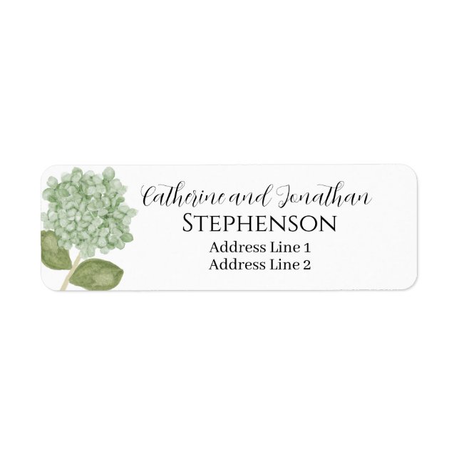 Green Floral Married Couple Return Address Labels (Front)