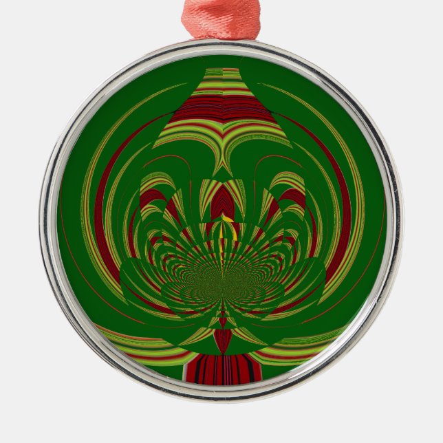 Green Floral Metal Ornament (Front)