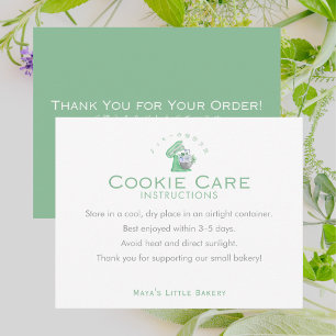 Green Floral Mixer Cookie Care Instructions Thank You Card