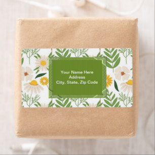 Green Floral Monogram Labels
