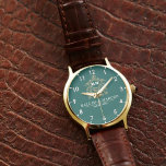 Green Floral Monogram Wedding Personalized Couple Watch<br><div class="desc">Green Floral Monogram Wedding Personalized Couple's Gift This vintage green wedding gift watch is an elegant and timeless keepsake, featuring a beautiful floral monogram and the couple’s names engraved for a personal touch. Designed with sophistication and charm, this custom watch combines vintage style with modern sentiment, making it a perfect...</div>