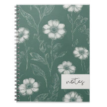 Green Floral Notebook