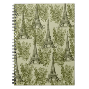 Green Floral Paris Eiffel Tower Notebook
