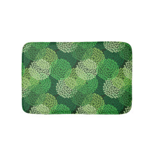 Green floral pattern bath mat