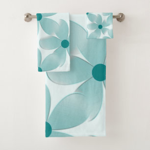 Green Floral Pattern. Bath Towel Set