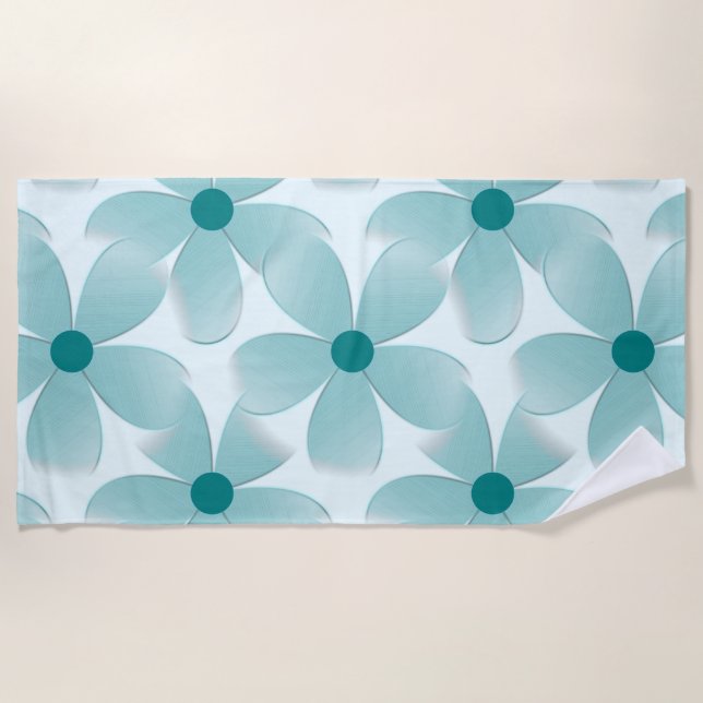 Green floral pattern. beach towel (Front)