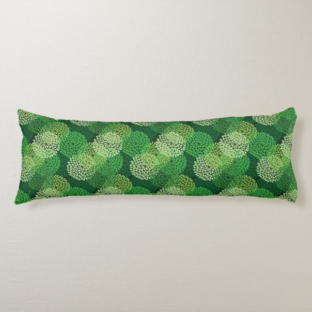Green floral pattern body pillow (Front)