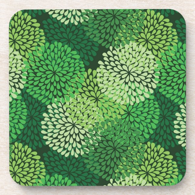 Green floral pattern coaster (Front)