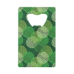 Green floral pattern credit card bottle opener