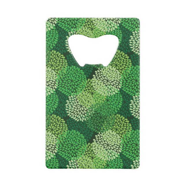 Green floral pattern credit card bottle opener (Front)