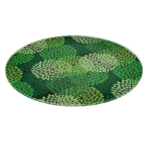 Green floral pattern cutting board