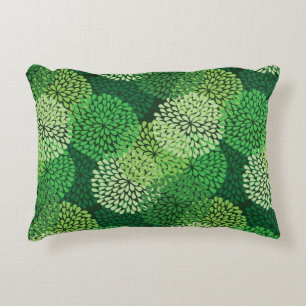 Green floral pattern decorative pillow