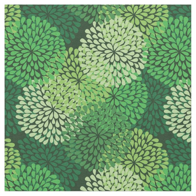 Green floral pattern fabric (Close Up)