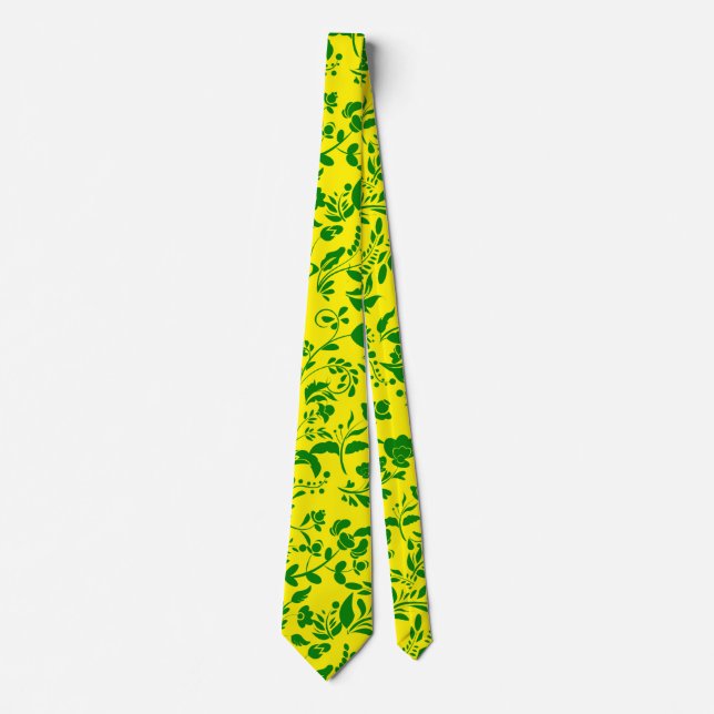 Green Floral Pattern G01. B Yellow BG Tie (Front)