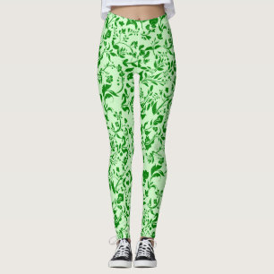 Green Floral Pattern G01. L Green BG Leggings