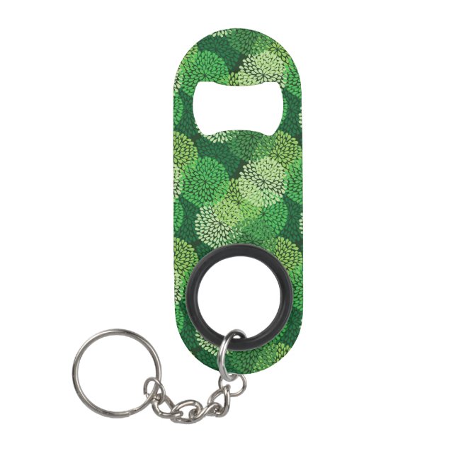 Green floral pattern mini bottle opener (Front)