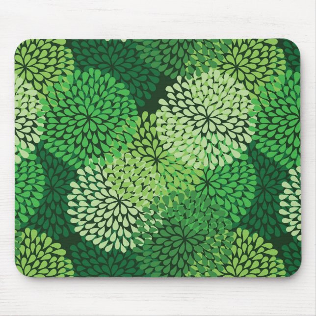 Green floral pattern mouse pad (Front)