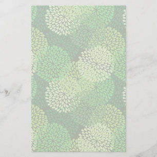 Green floral pattern stationery