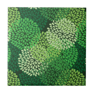 Green floral pattern tile
