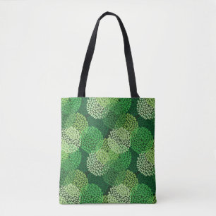 Green floral pattern tote bag