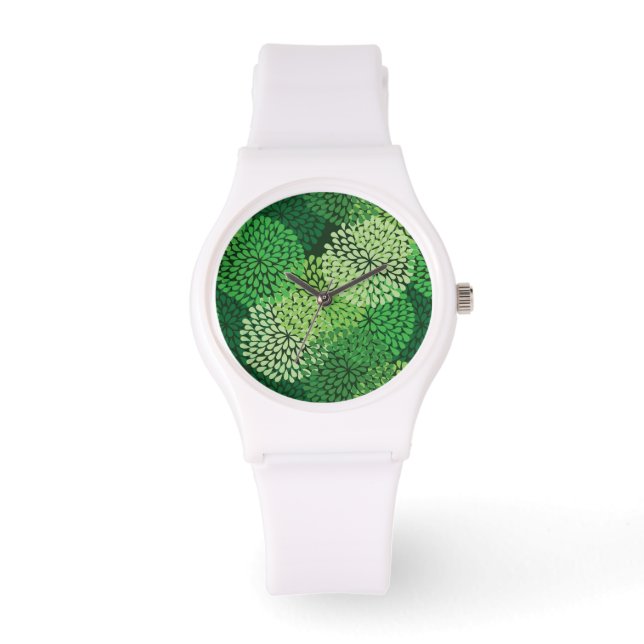 Green floral pattern watch (Front)