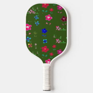 Green floral pickleball paddle