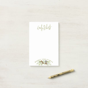 Green Floral Pines Christmas Wreath Post-it Notes