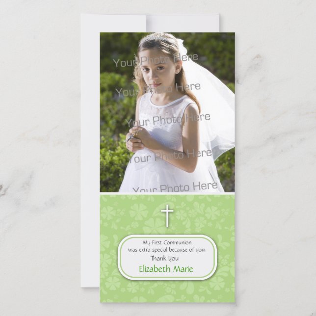 Green Floral Religious Photo Card (Front)