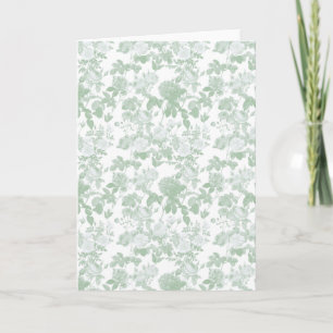 Green Floral Roses French Chinoiserie Pattern Card