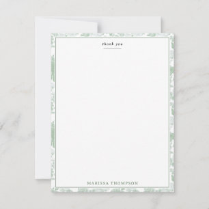 Green Floral Roses French Chinoiserie Pattern Thank You Card
