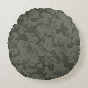 Green Floral seamless pattern backgroundabstract, Round Pillow