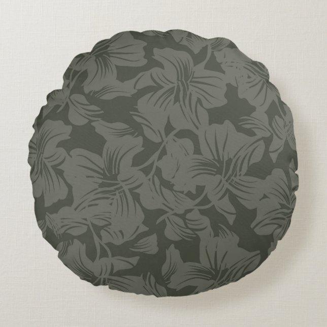 Green Floral seamless pattern backgroundabstract,  Round Pillow (Front)