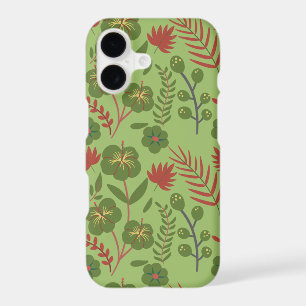 Green floral seamless pattern flower, branch, leaf