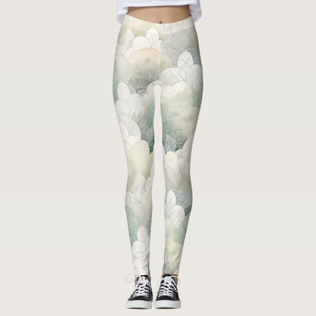 Green Floral Serenity Leggings (Front)