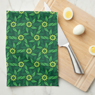 Green Floral Spiral Kitchen Towel