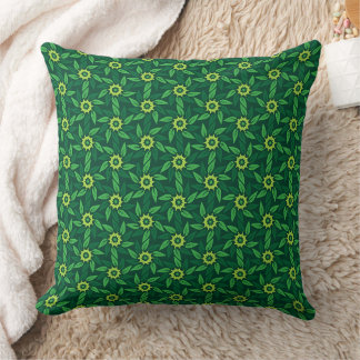 Green Floral Spiral Throw Pillow