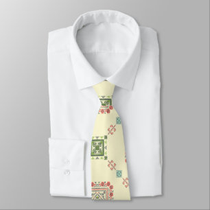 Green Floral Tatreez Henna Thobe Dress Tie