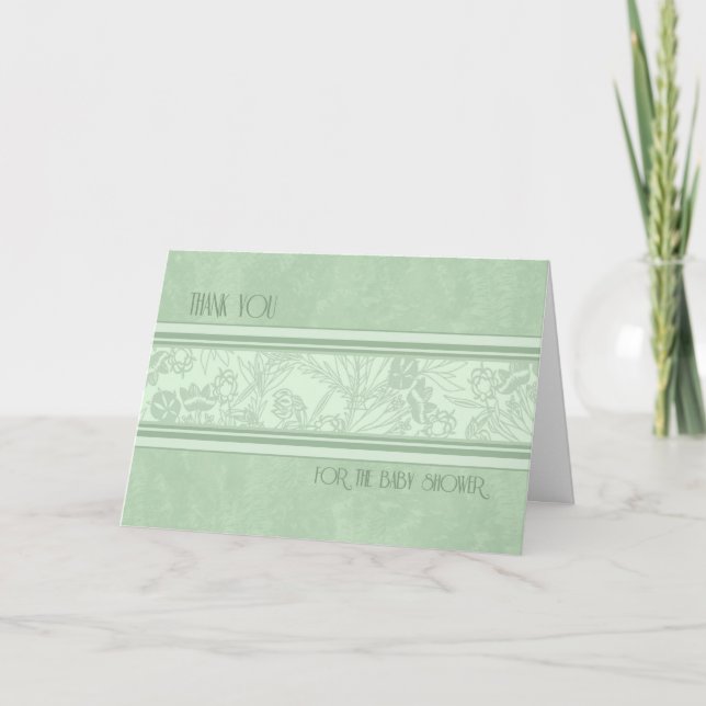 Green Floral Thanks for Hosting Baby Shower Card (Front)